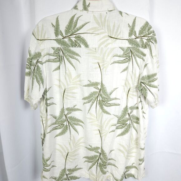Marc Edwards Mens Medium Beige Hawaiian Tropical Linen Rayon Blend Shirt - Picture 2 of 6